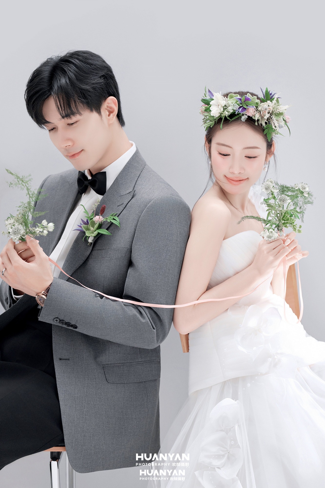 花环絮语：韩式温柔婚纱照室内影棚实拍