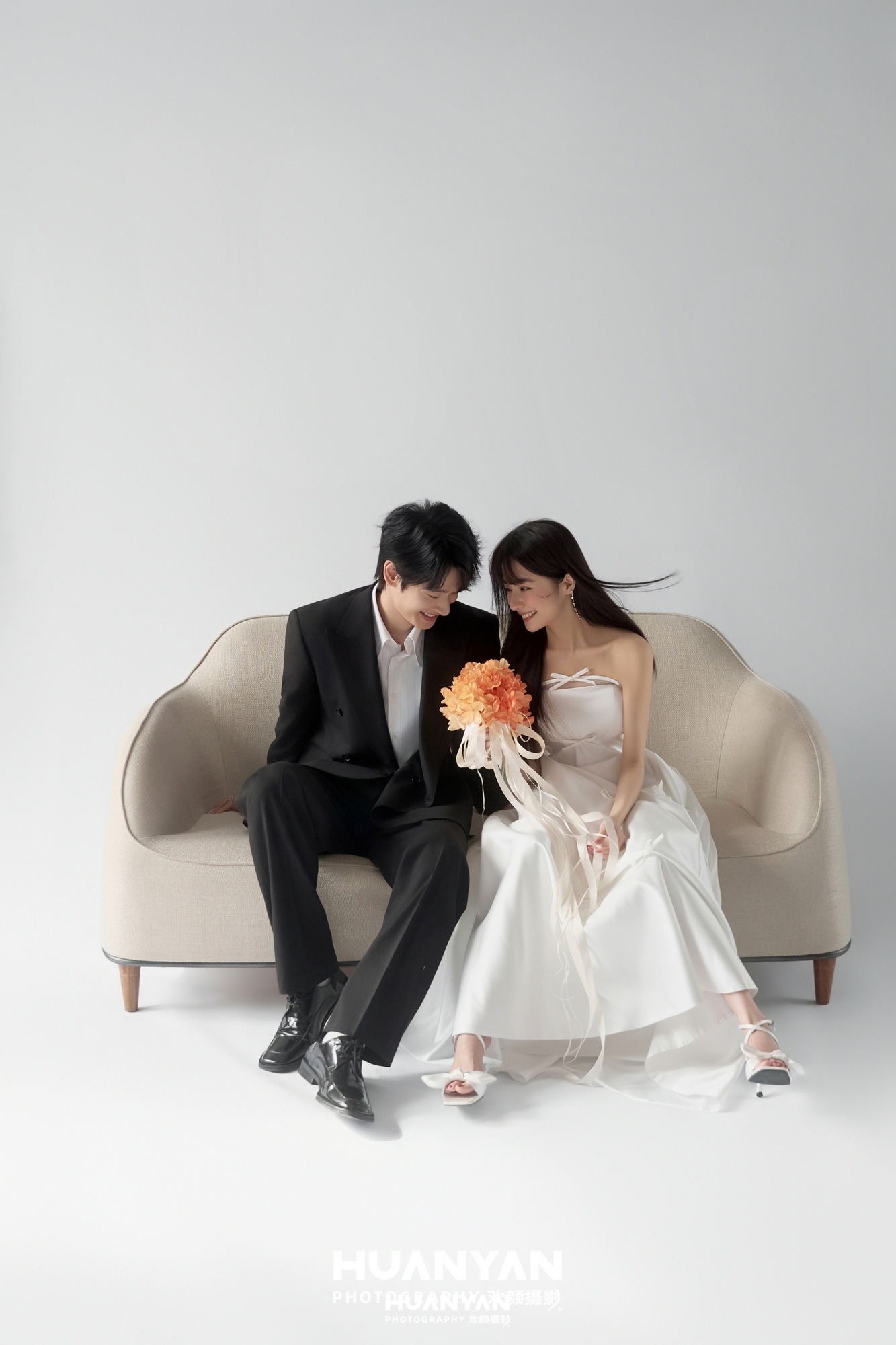 室内影棚韩式温柔婚纱照实拍（橙甜心动系列）