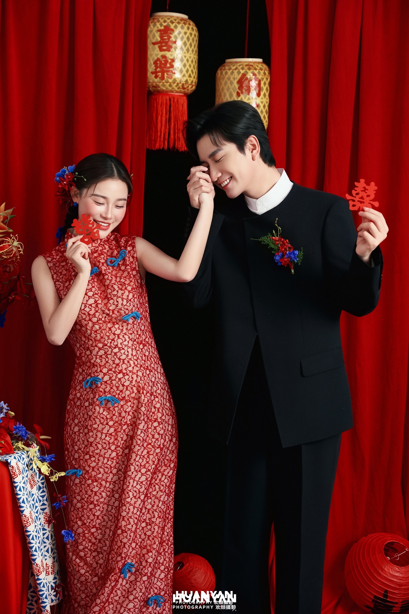 室内影棚新中式婚纱照实拍（囍上眉梢系列）