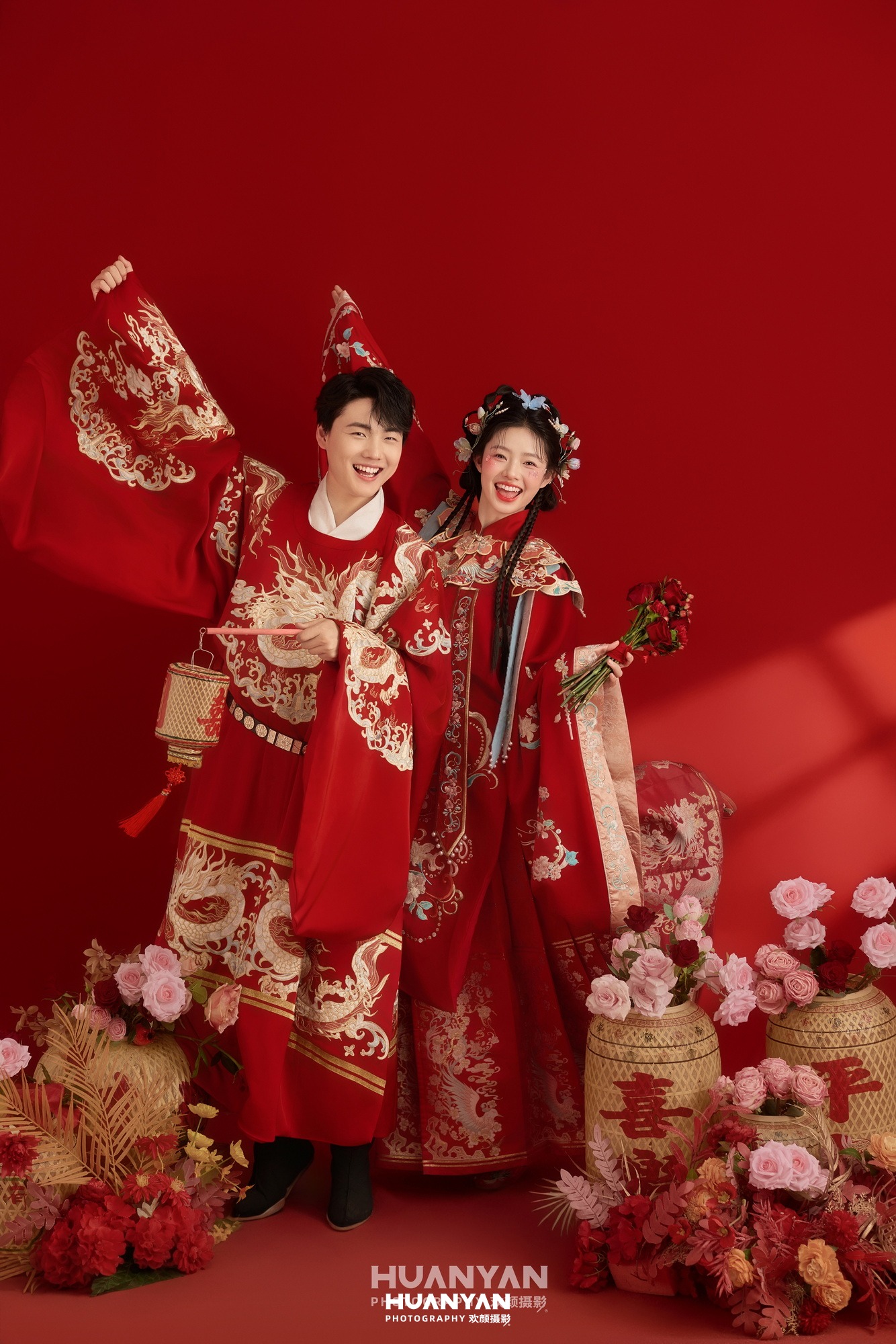 红衣酿喜：新中式婚纱照室内影棚实拍