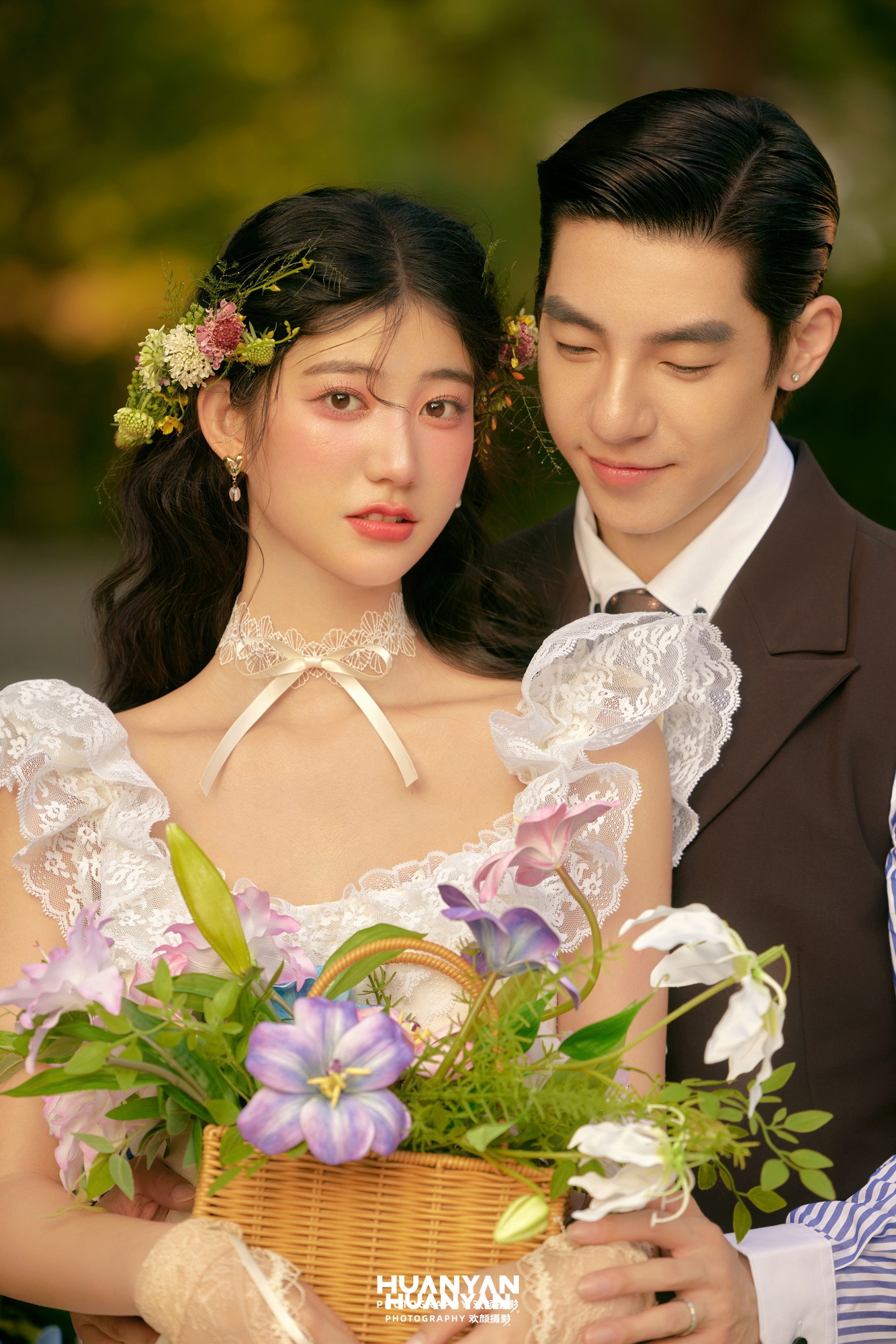 绿荫茶会：清新自然婚纱照户外自然实拍